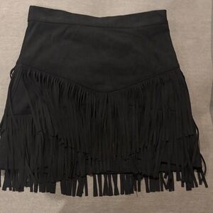 Altar'd State Black Fringe Mini Skirt